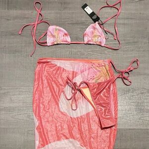 Pink Floral Women's Swim Set